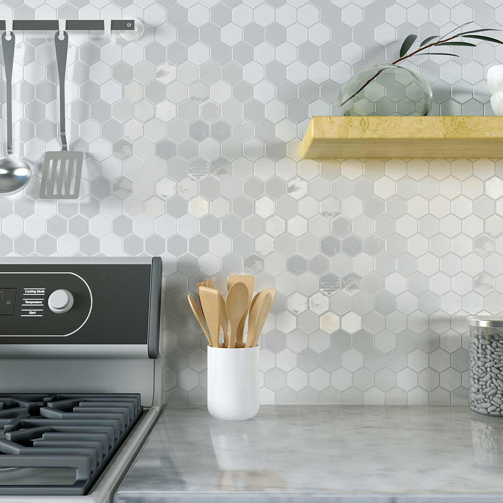 Mosaico Hexagonal Sixties Blanco
