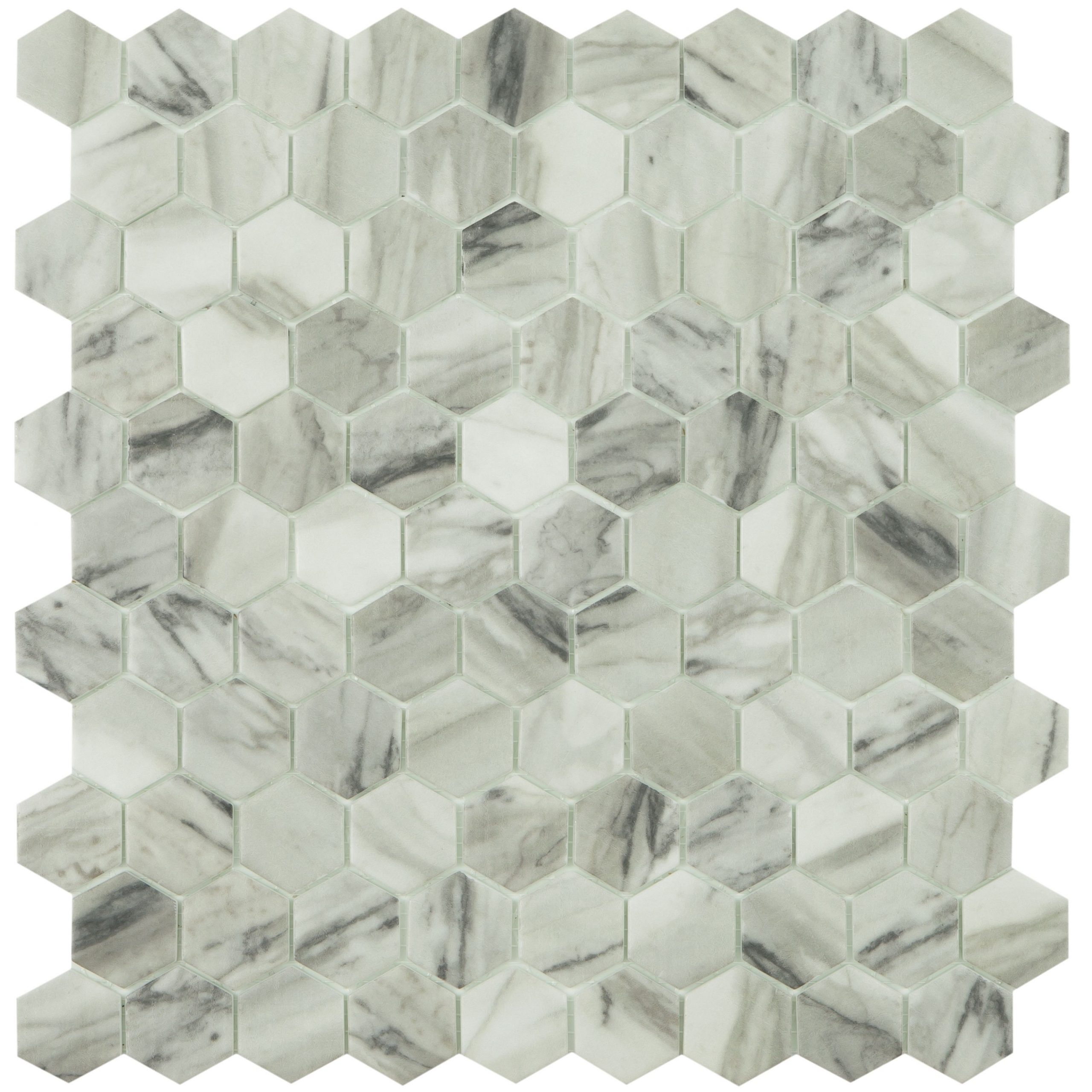 Viena Hexagonal mate antideslizante gresite mosaico marmol vidrepur glass mosaic antislip marble