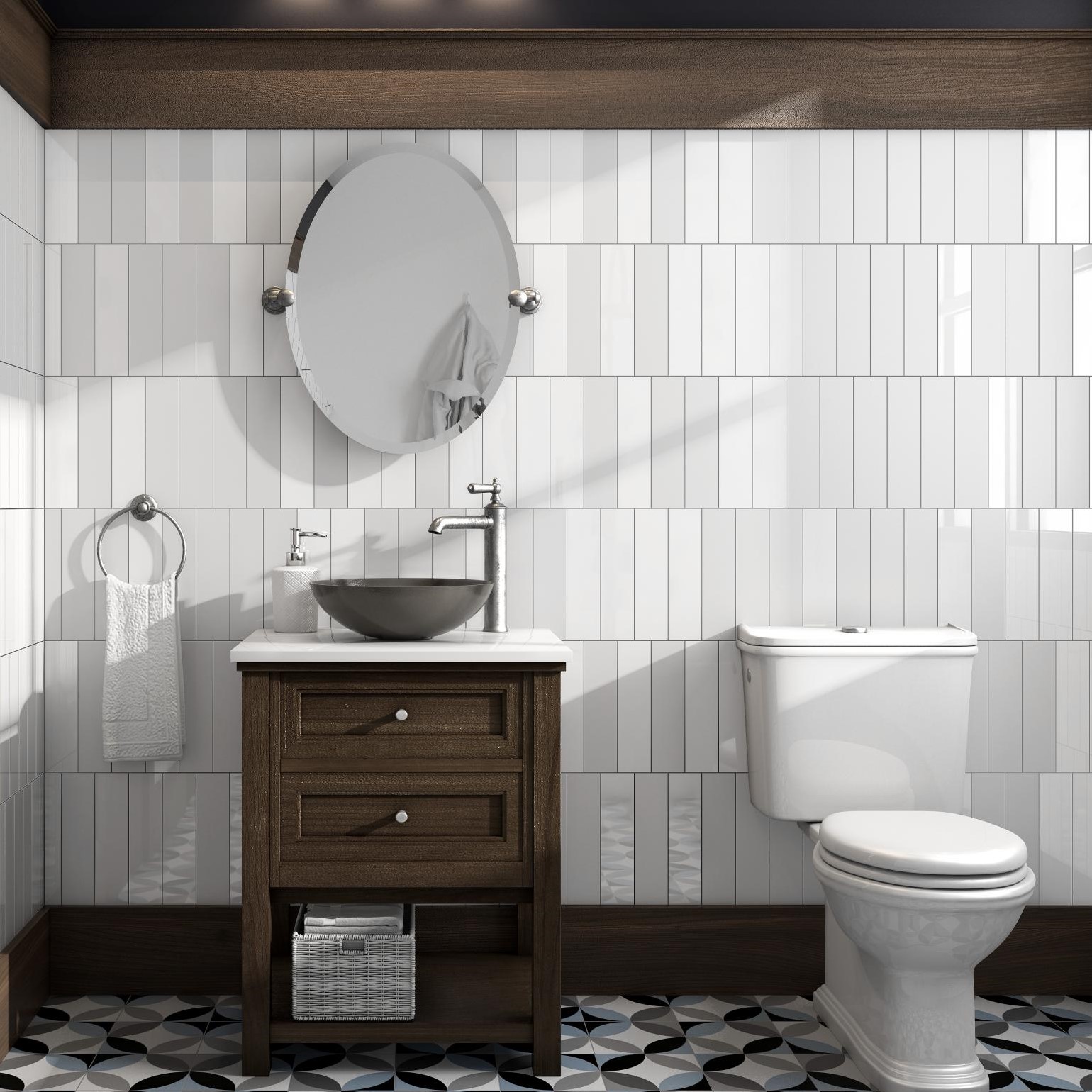 flat 7,5x30 revestimiento brillo blanco negro tipo metro white and black glossy subway tile