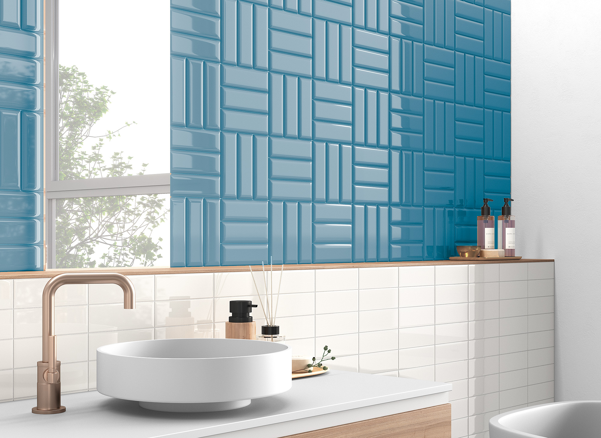 Azulejo porcelánico tipo metro minibrick 5x15