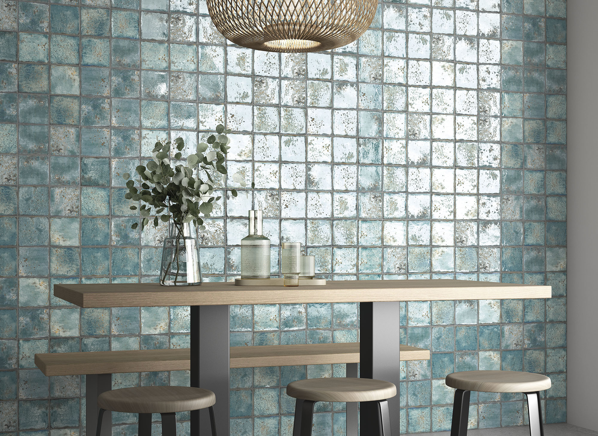 Azulejo Porcelánico Tipo Rústico Brillo Para Baño, Cocina, Exteriores y Piscina