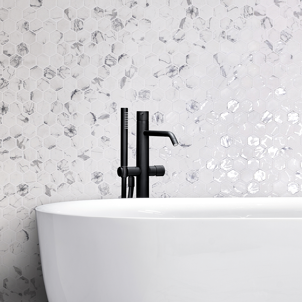 Hex XL Ecostones Mosaico vitreo mate hexagonal grande