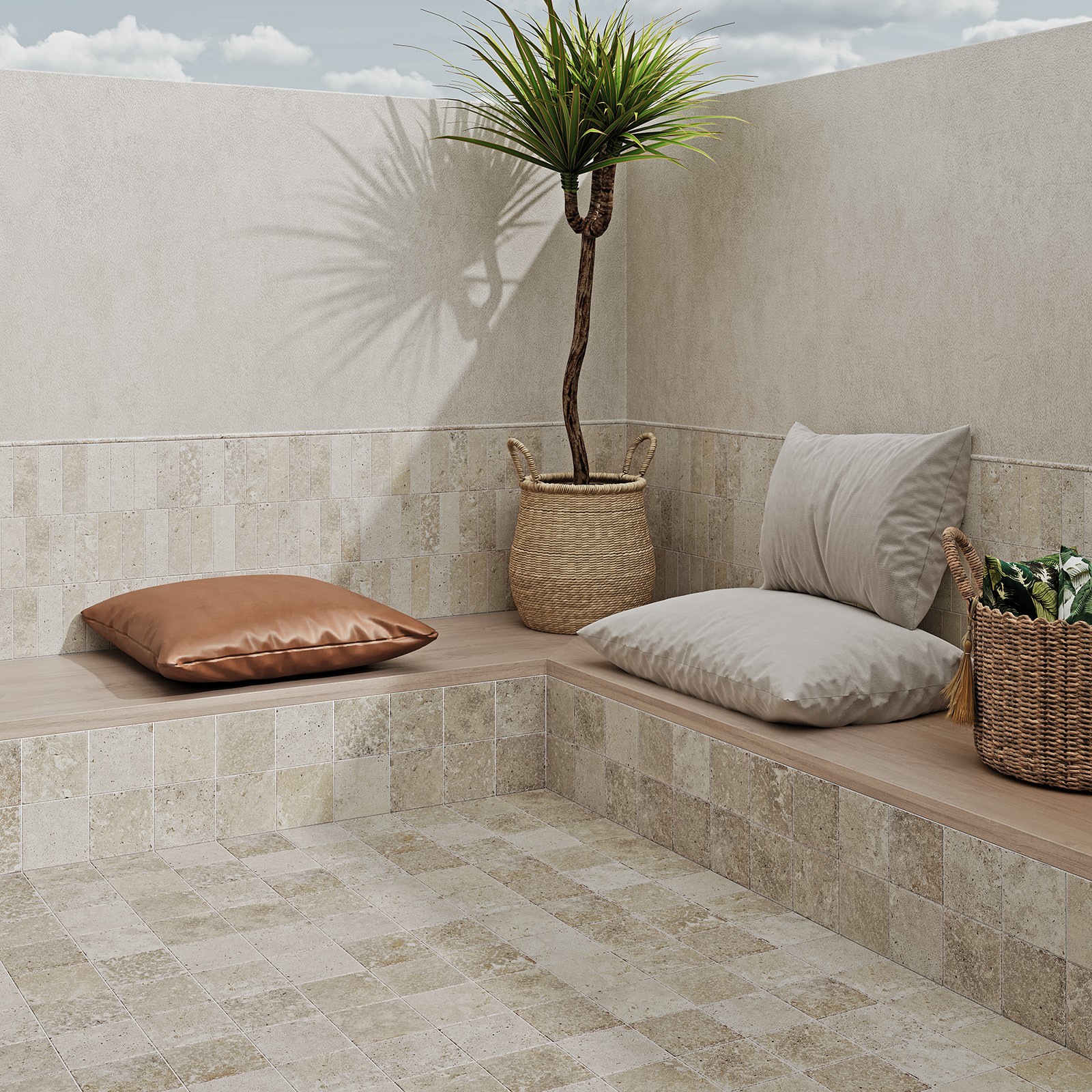 Arans 12x12 cm Revestimiento Porcelánico Efecto Travertino Mate – Image 1