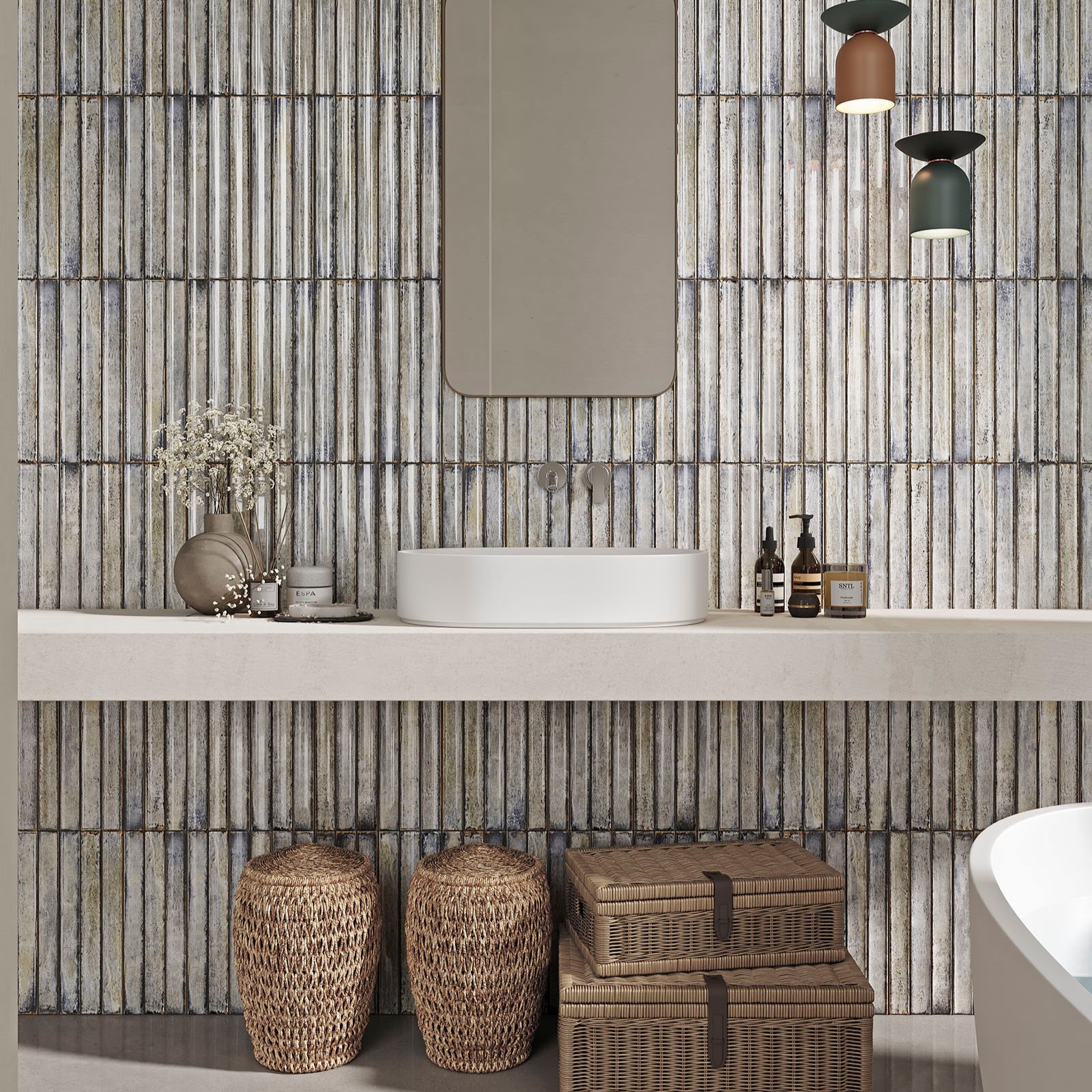 Delta 12×35 cm Revestimiento Pasta Blanca Brillante Relieve – Image 1
