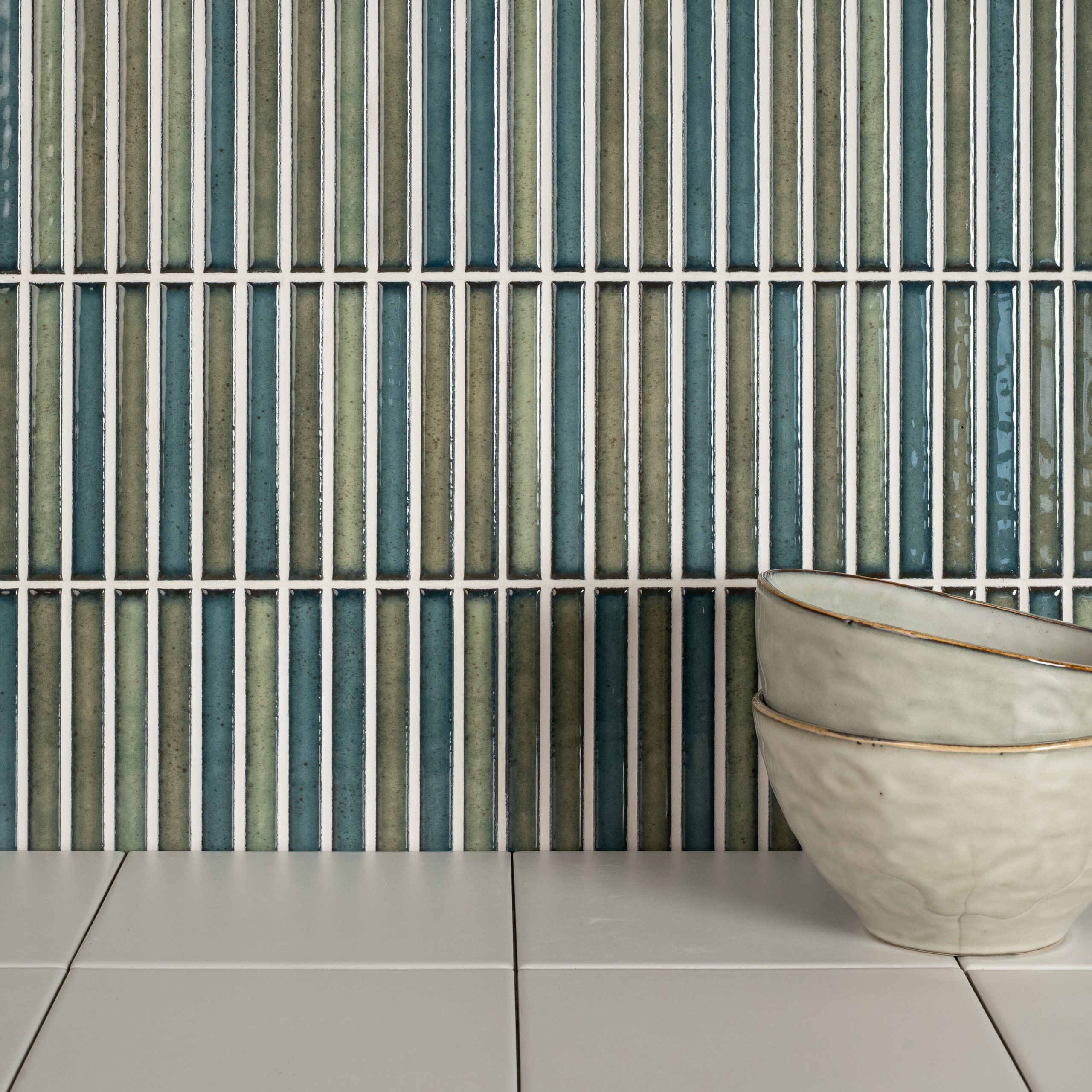 Karatsu 11,5×23 cm Revestimiento Porcelánico Efecto Mosaico Brillo