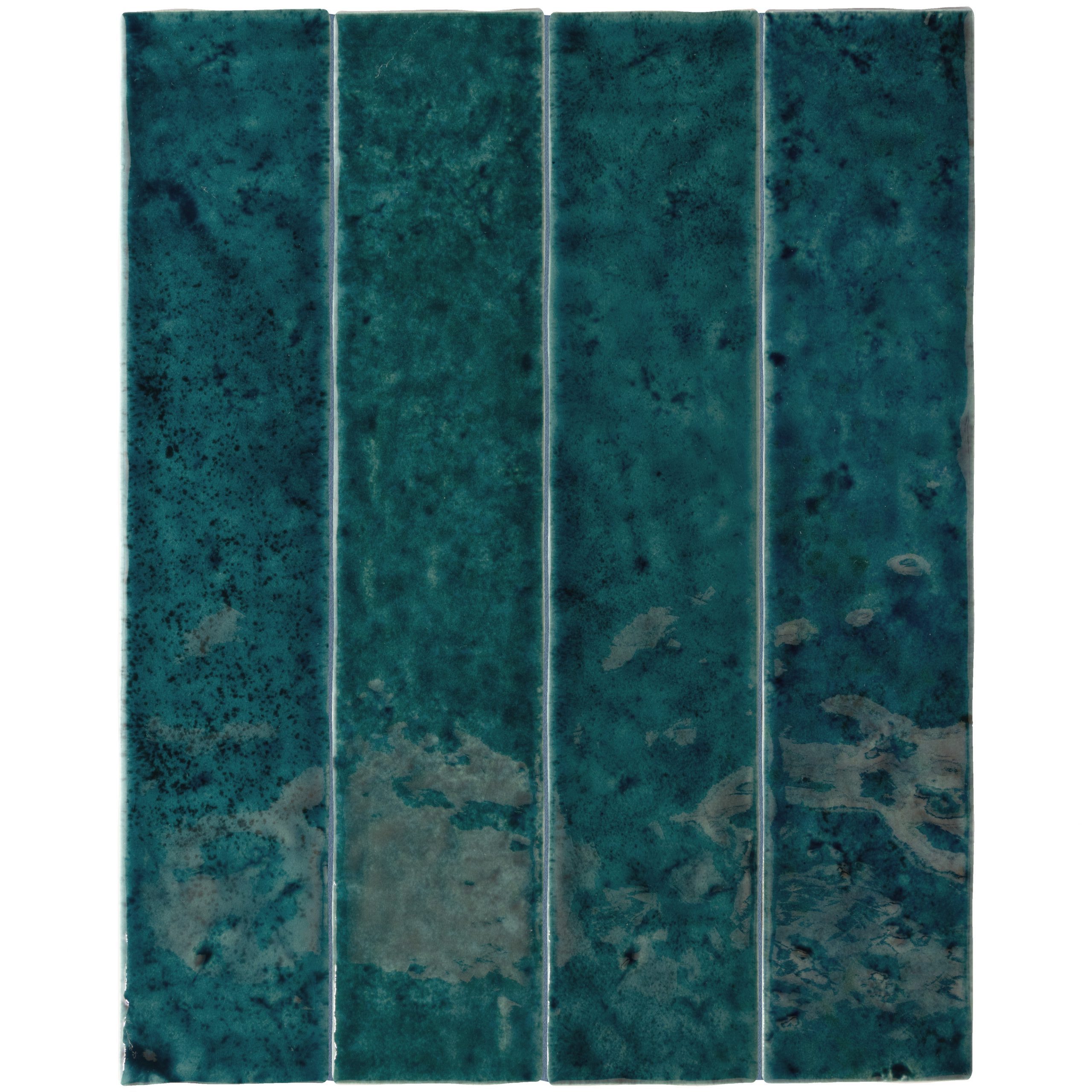 Menorca 6,5x32,8 cm Azulejo Brillo Craquelado Tipo Zellige para Pared Interior